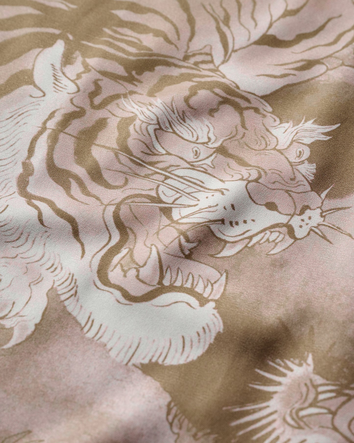 DOWNHILL TIGER & DRAGON OVERPRINT CREPE SHIRT / SAFARI