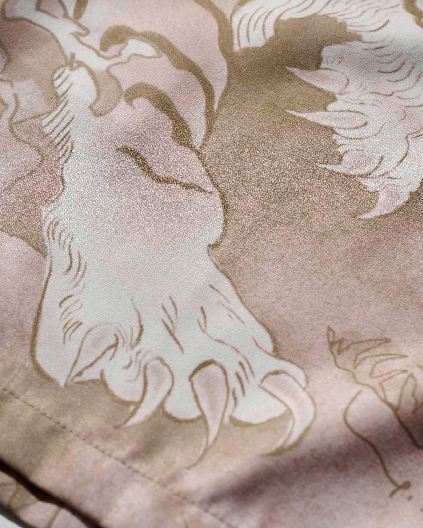 DOWNHILL TIGER & DRAGON OVERPRINT CREPE SHIRT / SAFARI