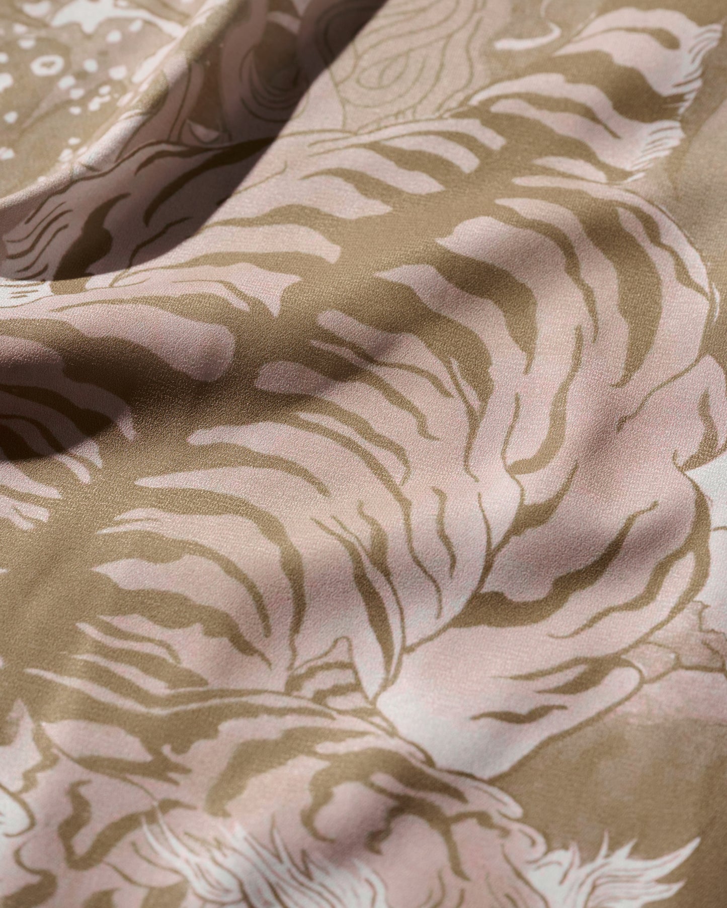 DOWNHILL TIGER & DRAGON OVERPRINT CREPE SHIRT / SAFARI