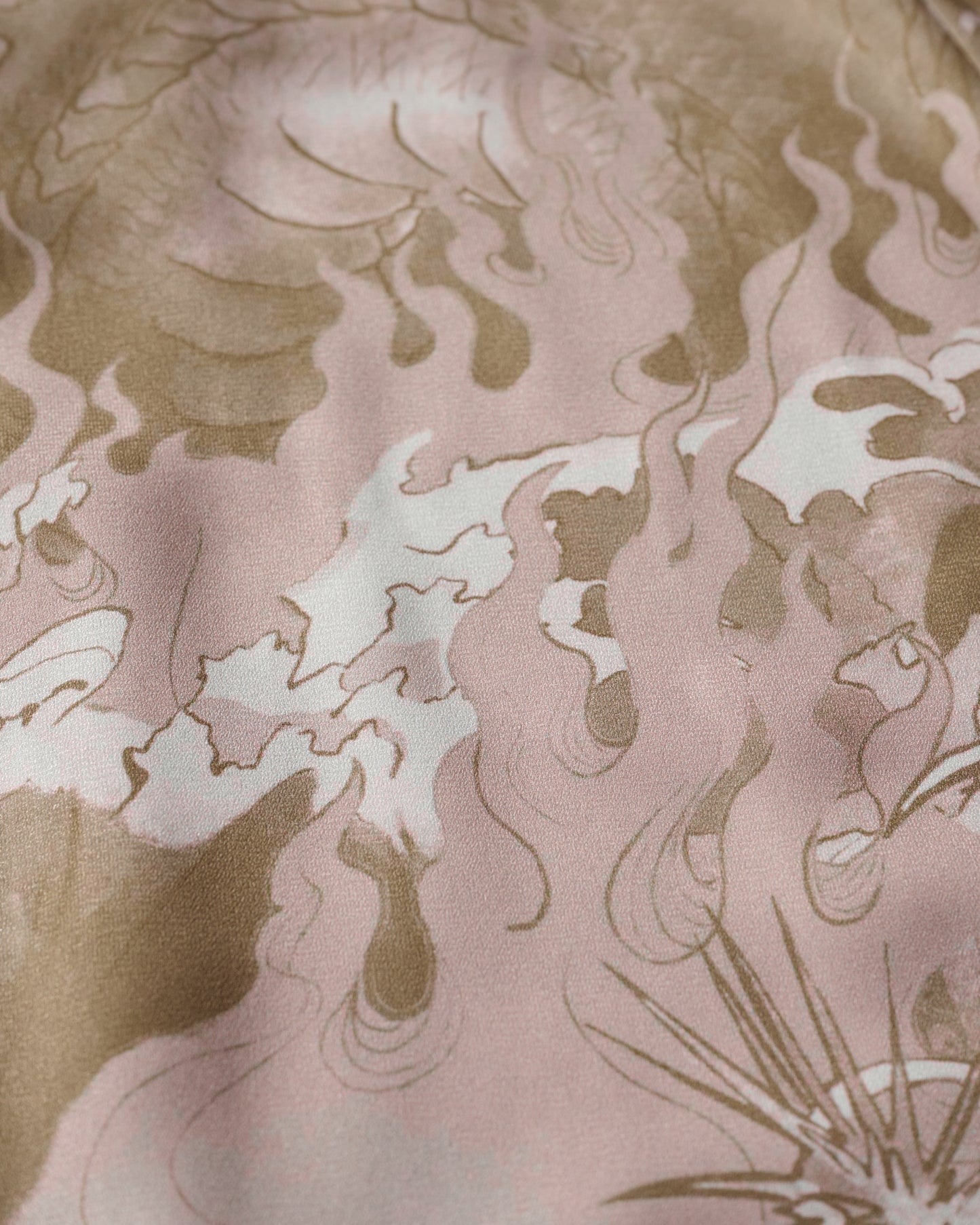 DOWNHILL TIGER & DRAGON OVERPRINT CREPE SHIRT / SAFARI