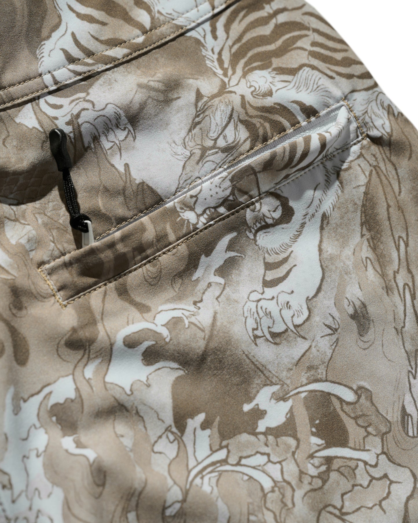 DOWNHILL TIGER & DRAGON  SWIM SHORTS / SAFARI