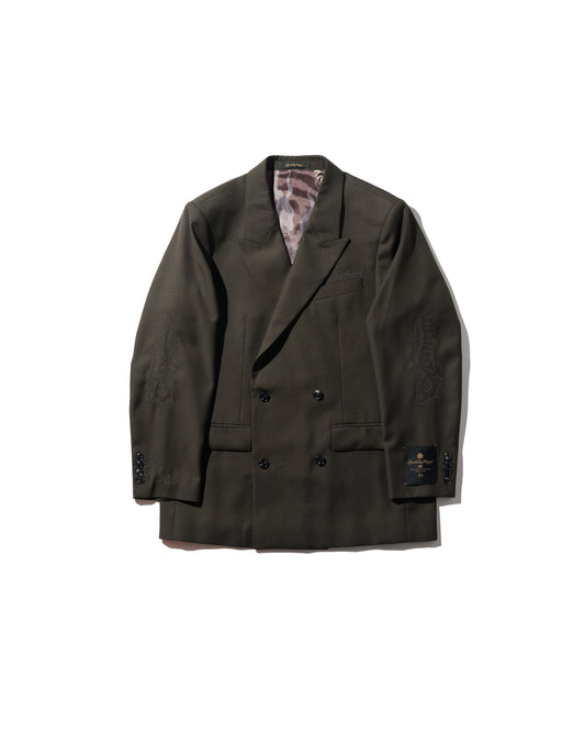 DOUBLE BREASTED TWEED BLAZER / COCOA BROWN
