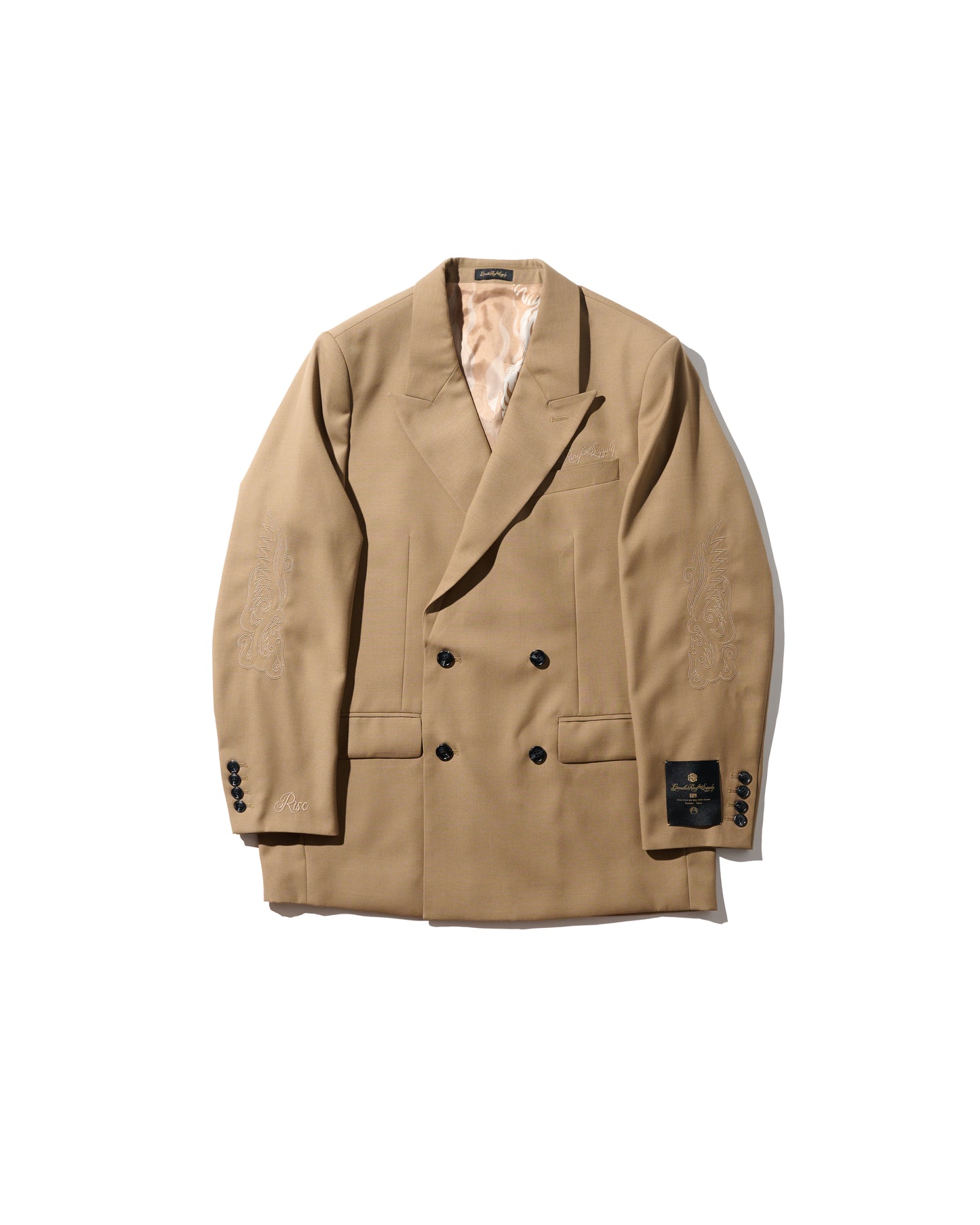 DOUBLE BREASTED TWEED BLAZER / TAN