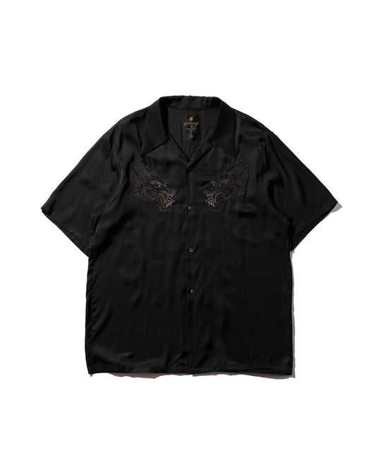 KOWLOON WALLED CITY SILK SHIRT / BLACK
