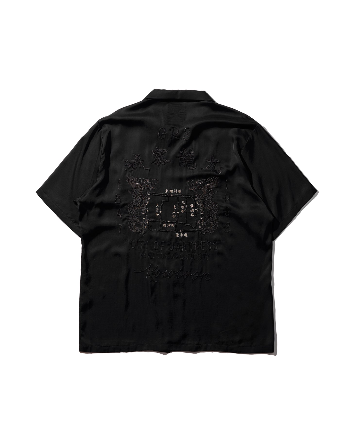 KOWLOON WALLED CITY SILK SHIRT / BLACK