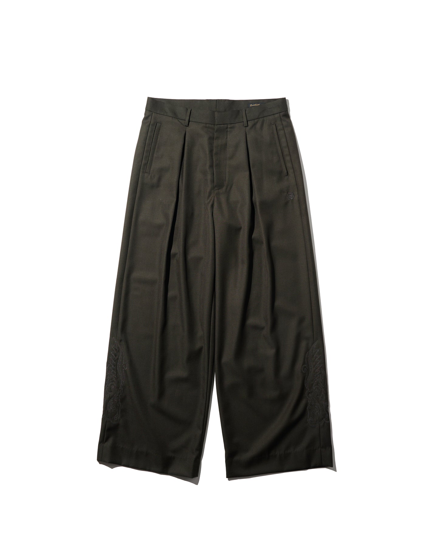 WIDE TWEED TROUSERS / COCOA BROWN