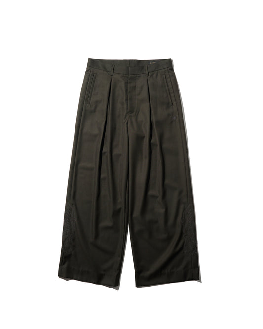 WIDE TWEED TROUSERS / COCOA BROWN