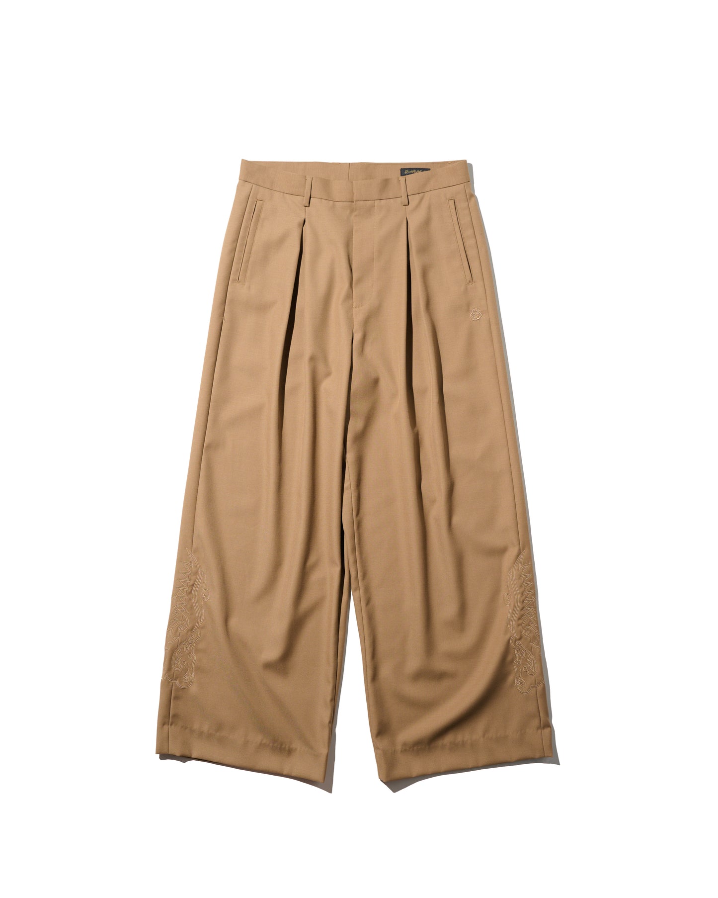 WIDE TWEED TROUSERS / TAN
