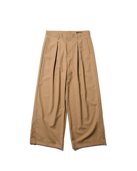 WIDE TWEED TROUSERS / TAN