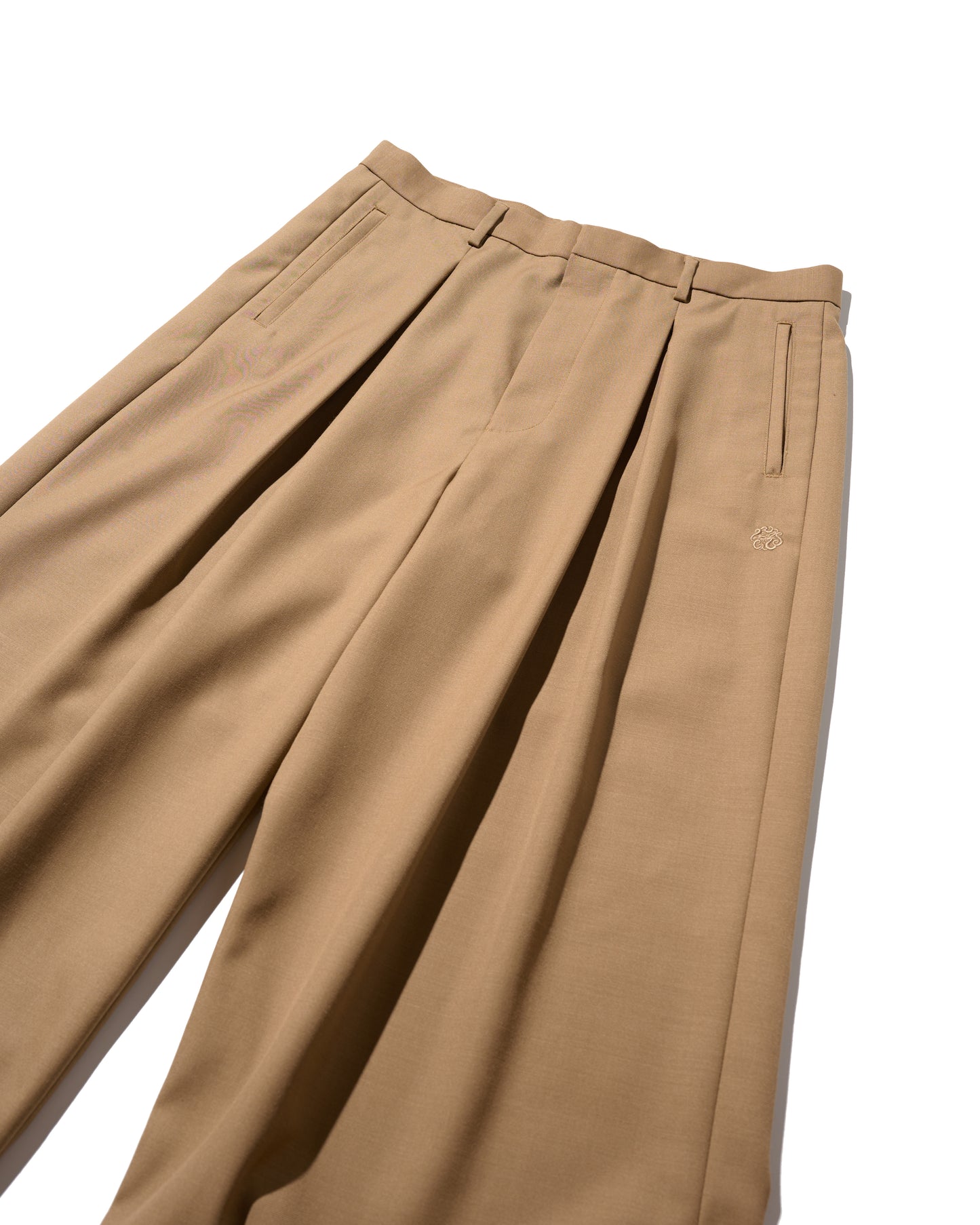 WIDE TWEED TROUSERS / TAN