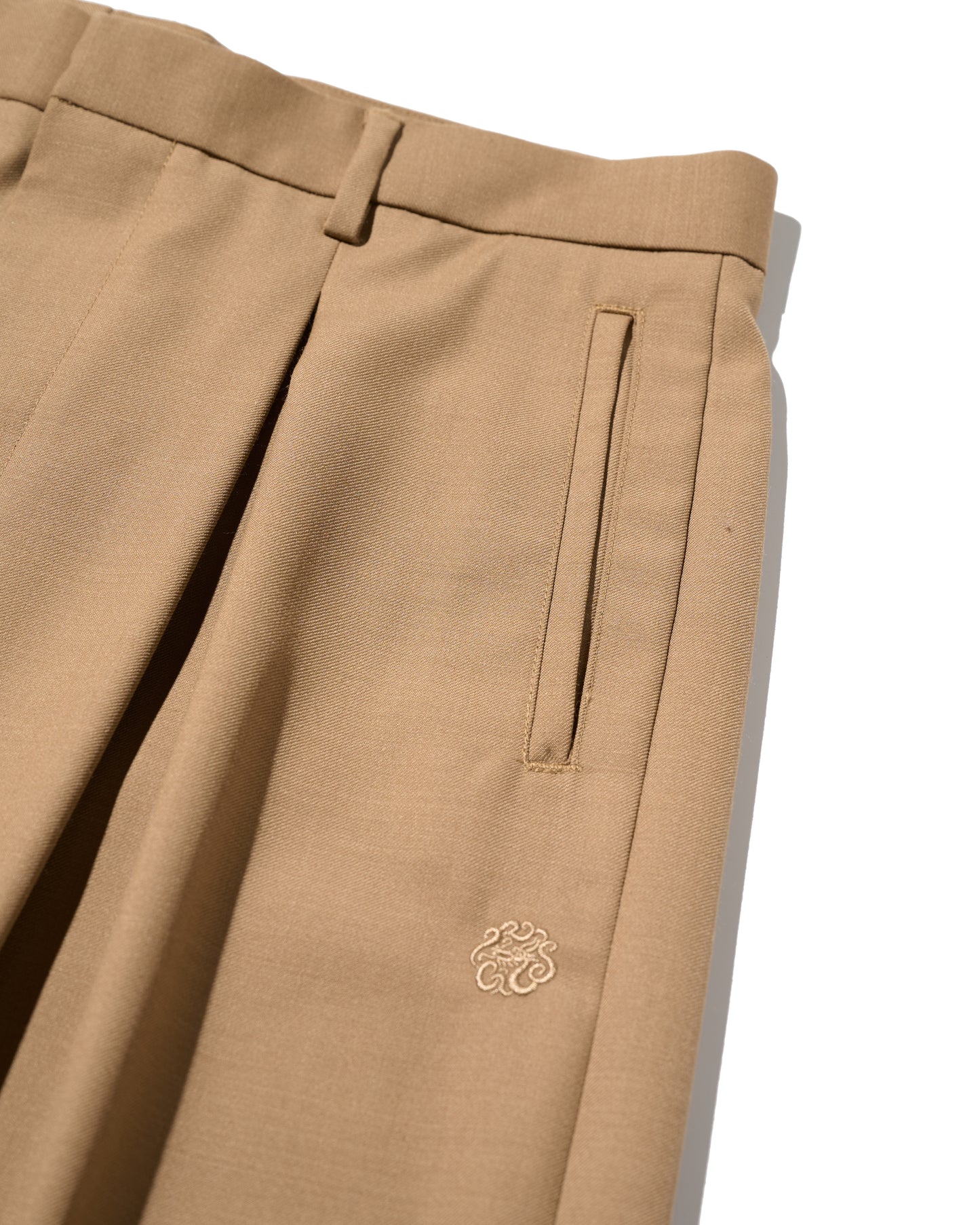 WIDE TWEED TROUSERS / TAN