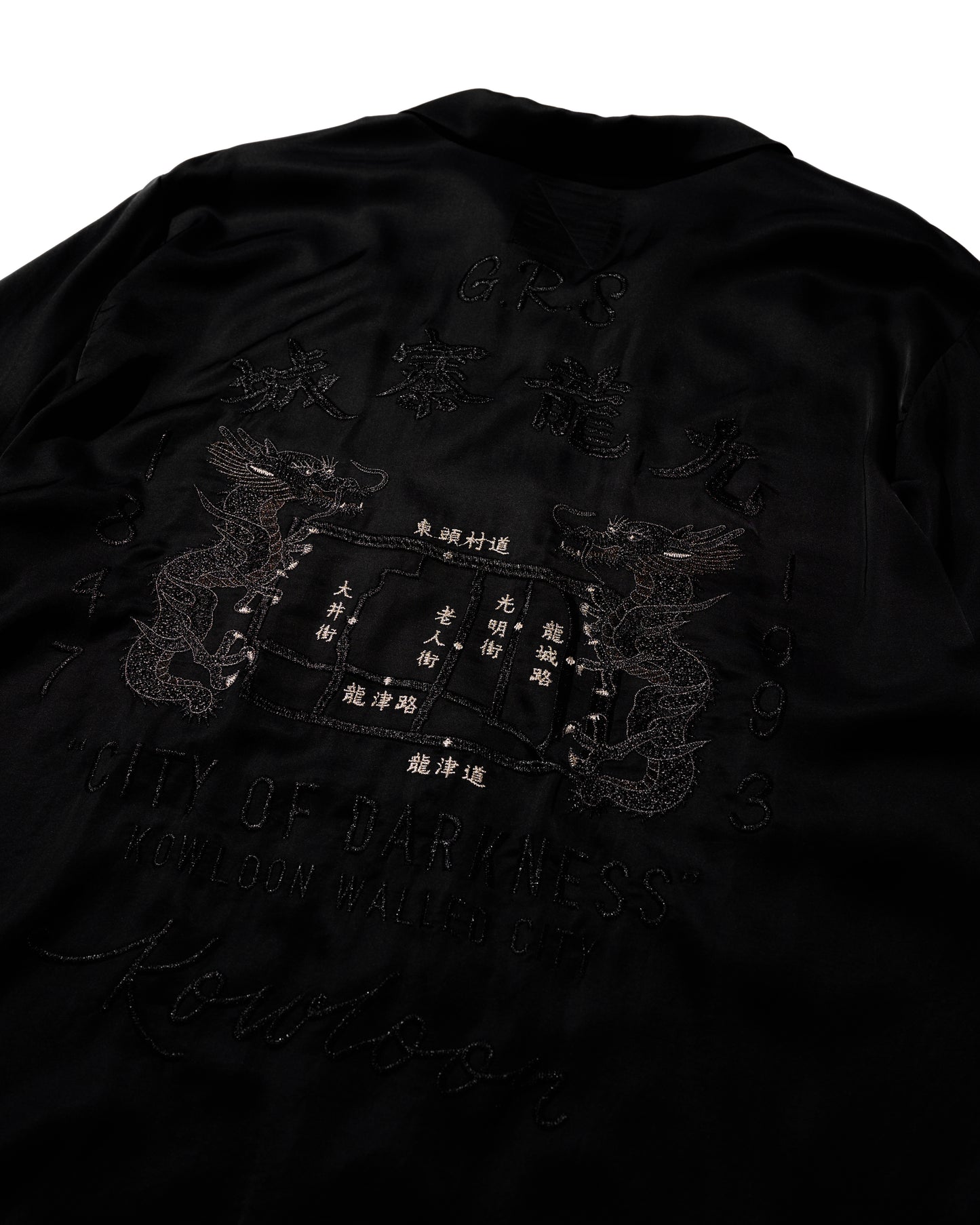 KOWLOON WALLED CITY SILK SHIRT / BLACK