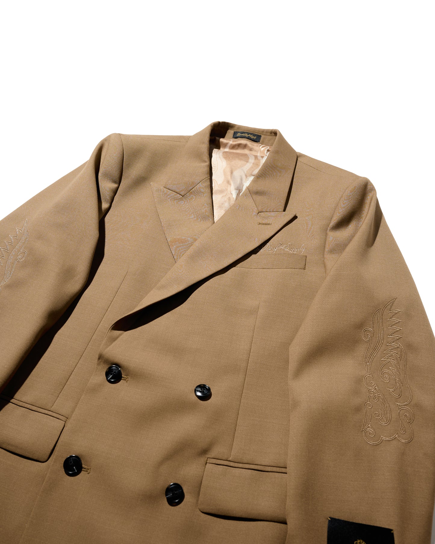 DOUBLE BREASTED TWEED BLAZER / TAN