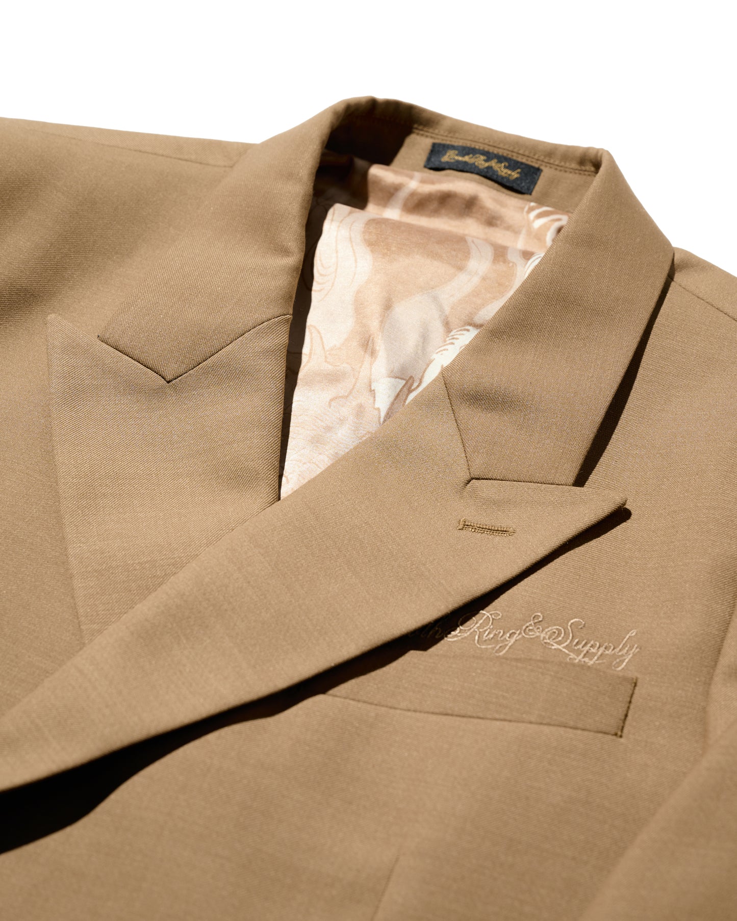 DOUBLE BREASTED TWEED BLAZER / TAN