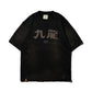 GRS FADED DISTRESSED RED KOWLOON TEE  - GREY ON BLACK