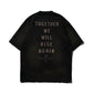 GRS FADED DISTRESSED RED KOWLOON TEE  - GREY ON BLACK