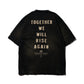 GRS FADED DISTRESSED RED KOWLOON TEE  - WHITE ON BLACK
