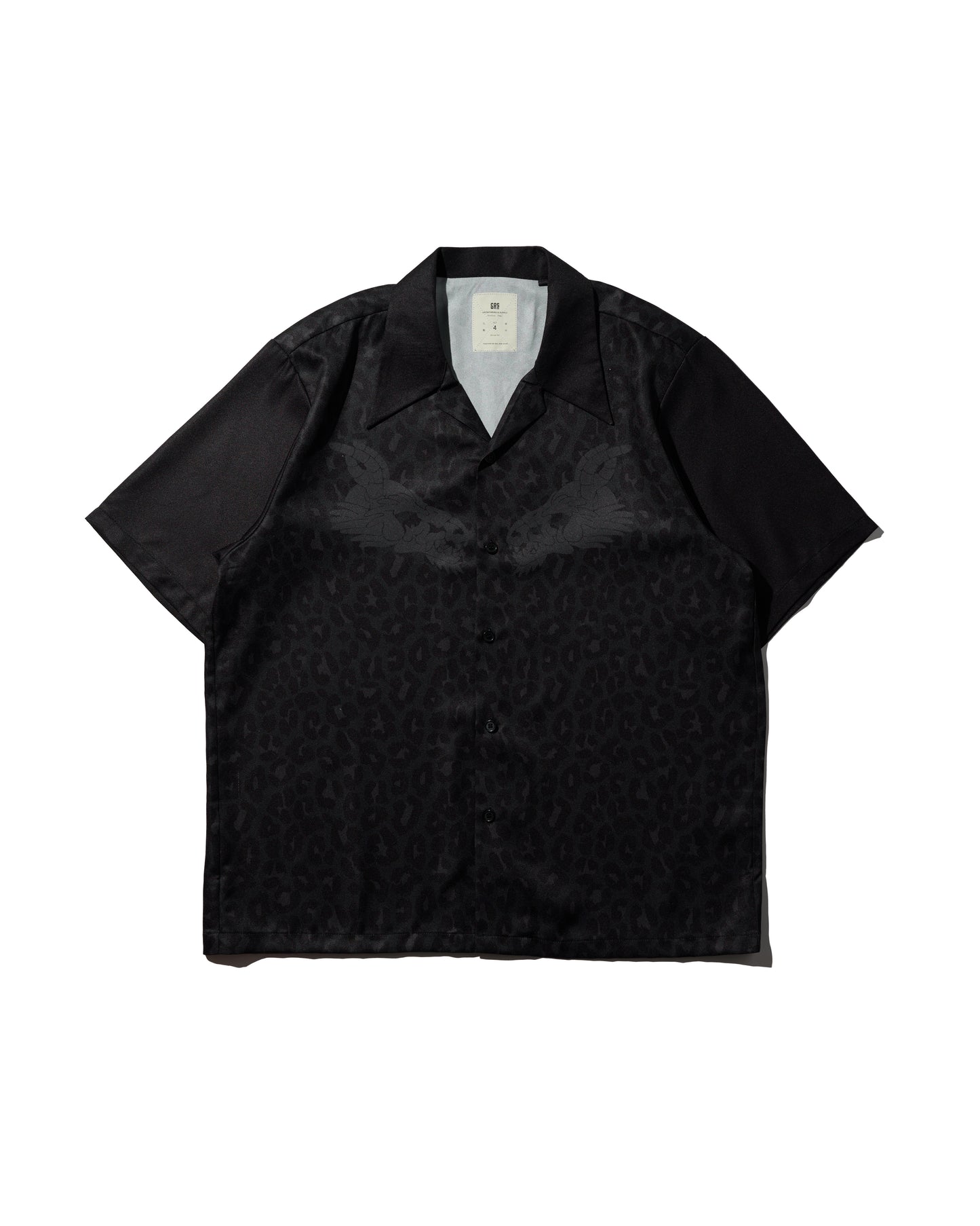 GRS BLACK LEOPARD OPEN COLLAR SHIRT / LEOPARD
