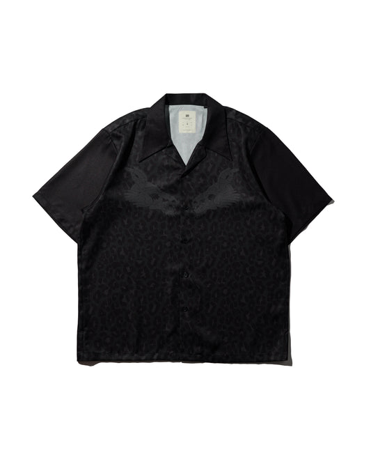 GRS BLACK LEOPARD OPEN COLLAR SHIRT / LEOPARD