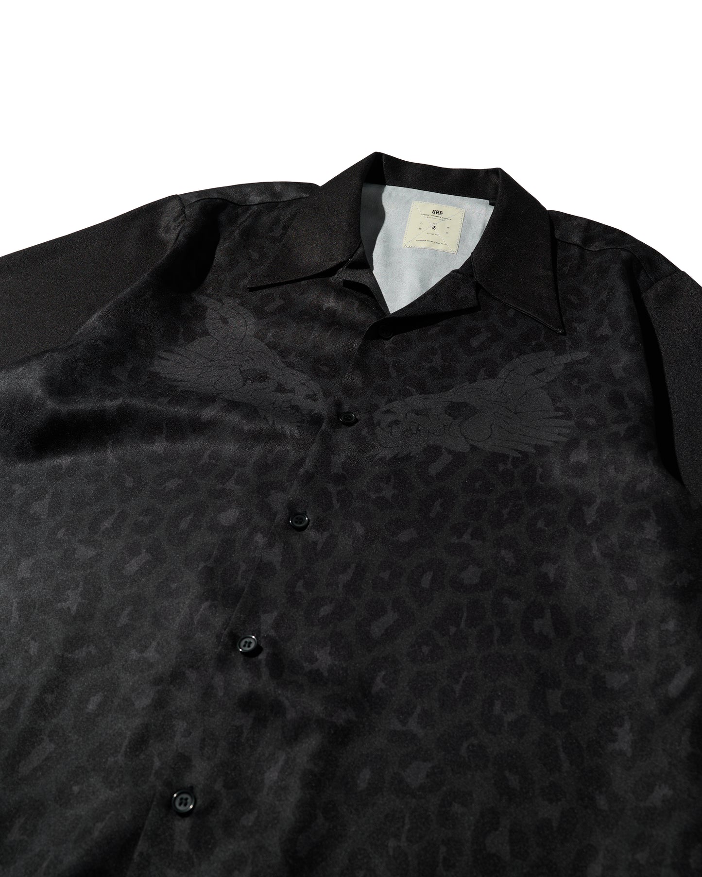 GRS BLACK LEOPARD OPEN COLLAR SHIRT / LEOPARD