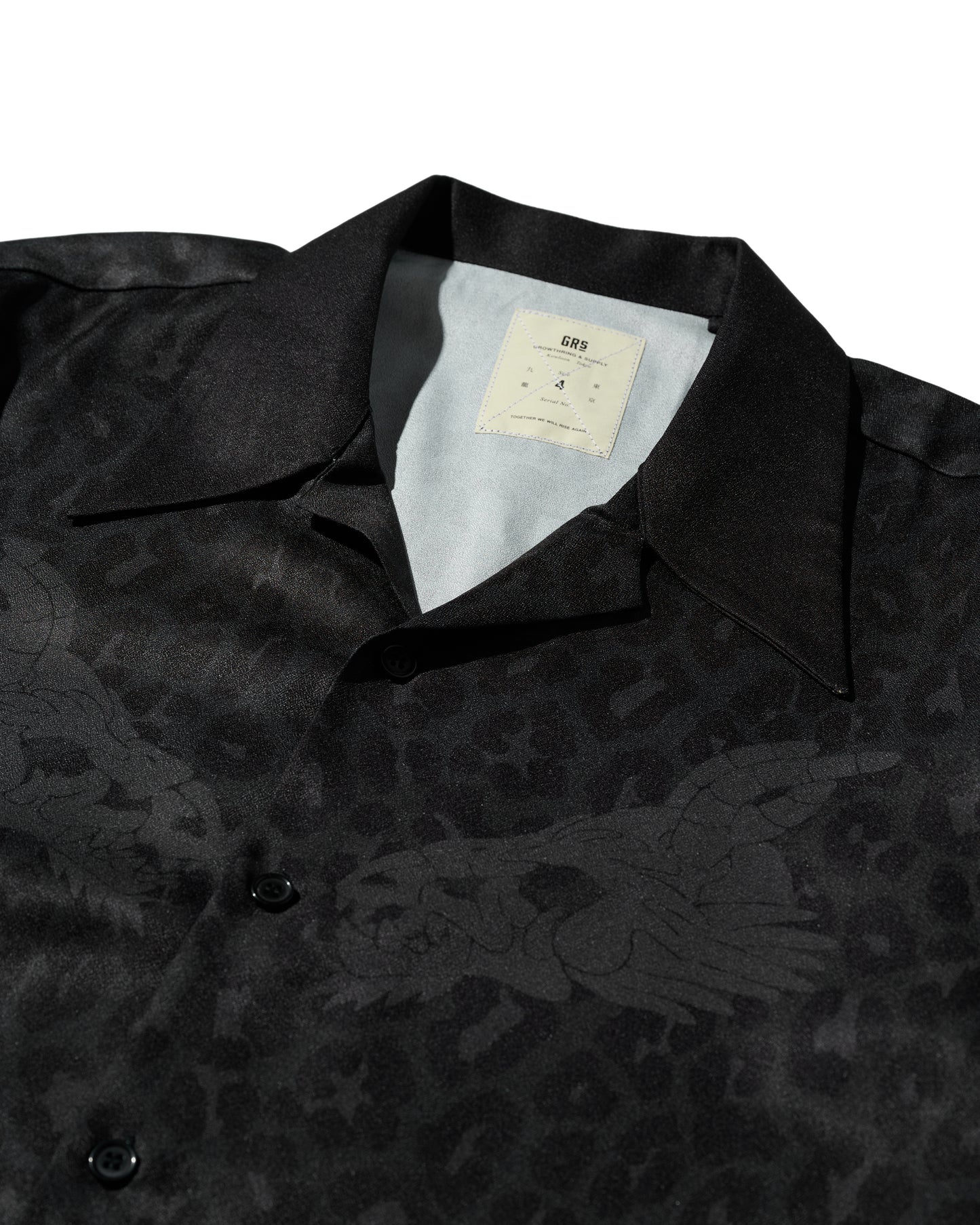 GRS BLACK LEOPARD OPEN COLLAR SHIRT / LEOPARD