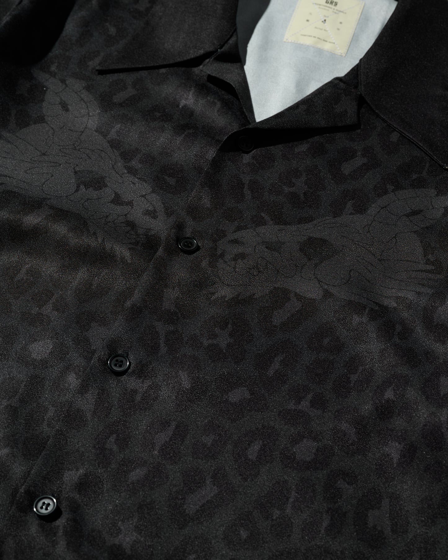 GRS BLACK LEOPARD OPEN COLLAR SHIRT / LEOPARD