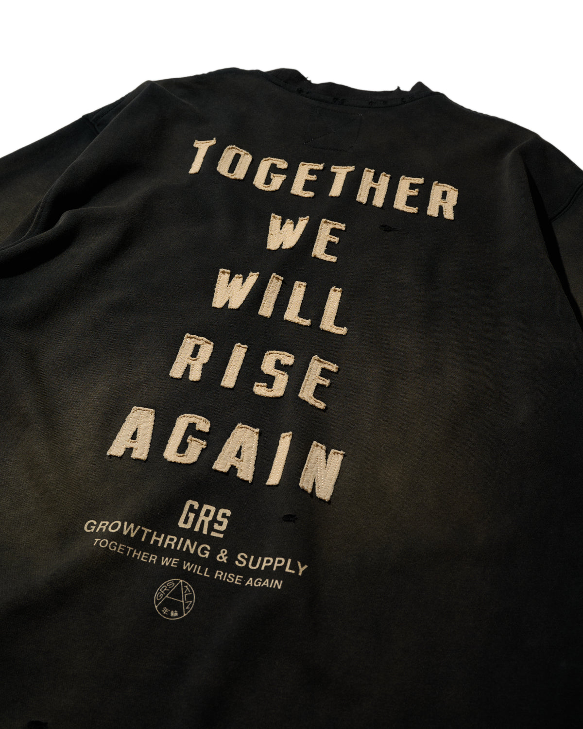GRS FADED DISTRESSED RED KOWLOON TEE  - WHITE ON BLACK