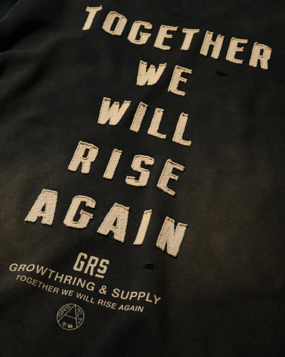 GRS FADED DISTRESSED RED KOWLOON TEE  - WHITE ON BLACK