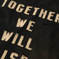 GRS FADED DISTRESSED RED KOWLOON TEE  - WHITE ON BLACK