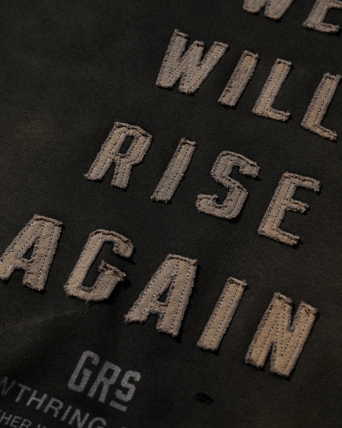 GRS FADED DISTRESSED RED KOWLOON TEE  - GREY ON BLACK