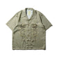 DOUBLE DRAGON OVERPRINT CREPE SHIRT / SAGE GREEN