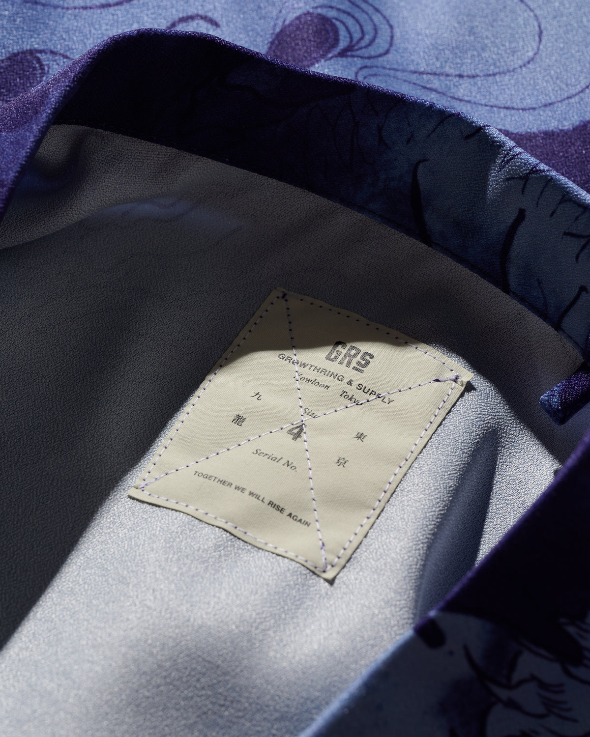 DRAGON & TIGER OVERPRINT CREPE SHIRT / INDIGO BLUE