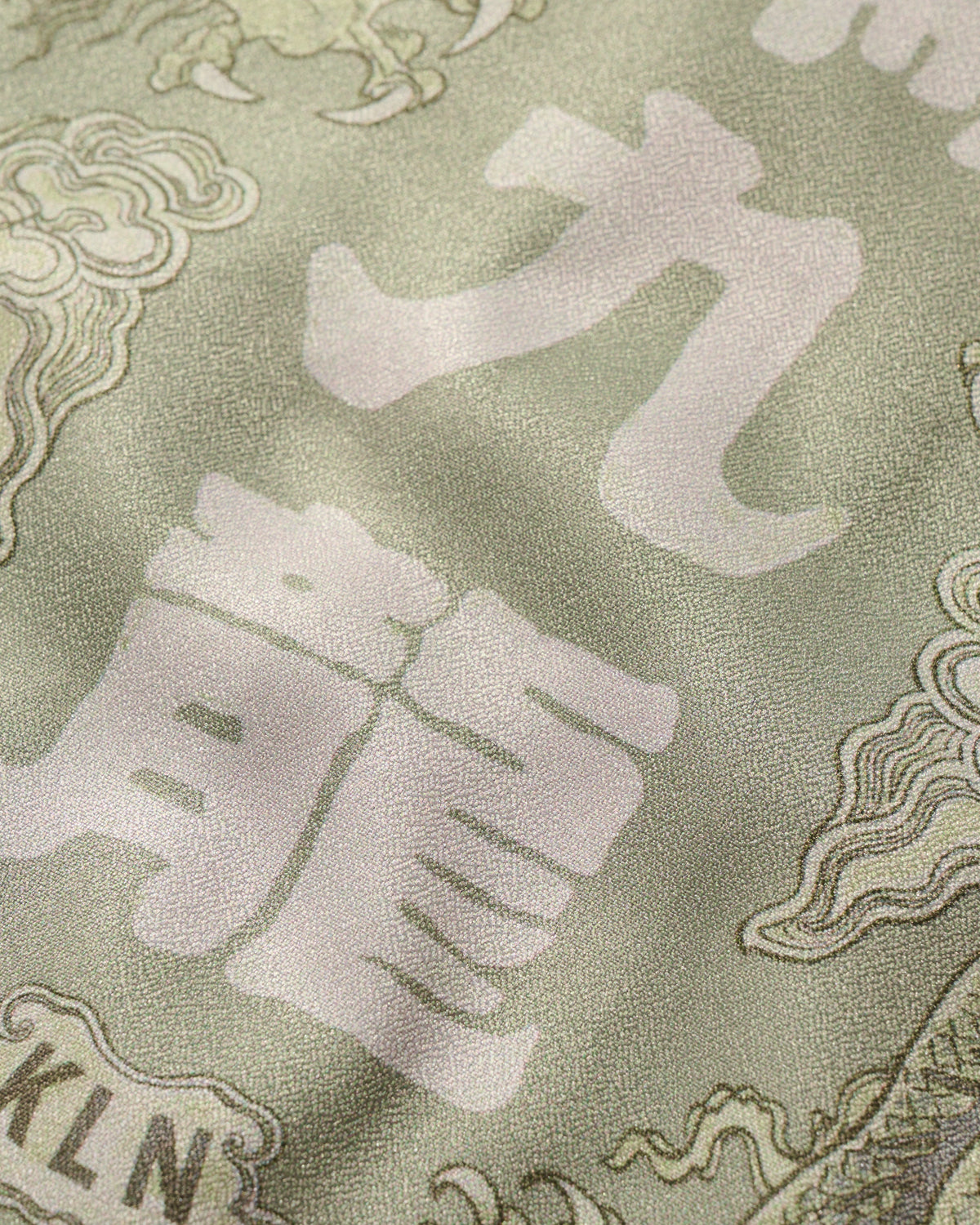 DOUBLE DRAGON OVERPRINT CREPE SHIRT / SAGE GREEN