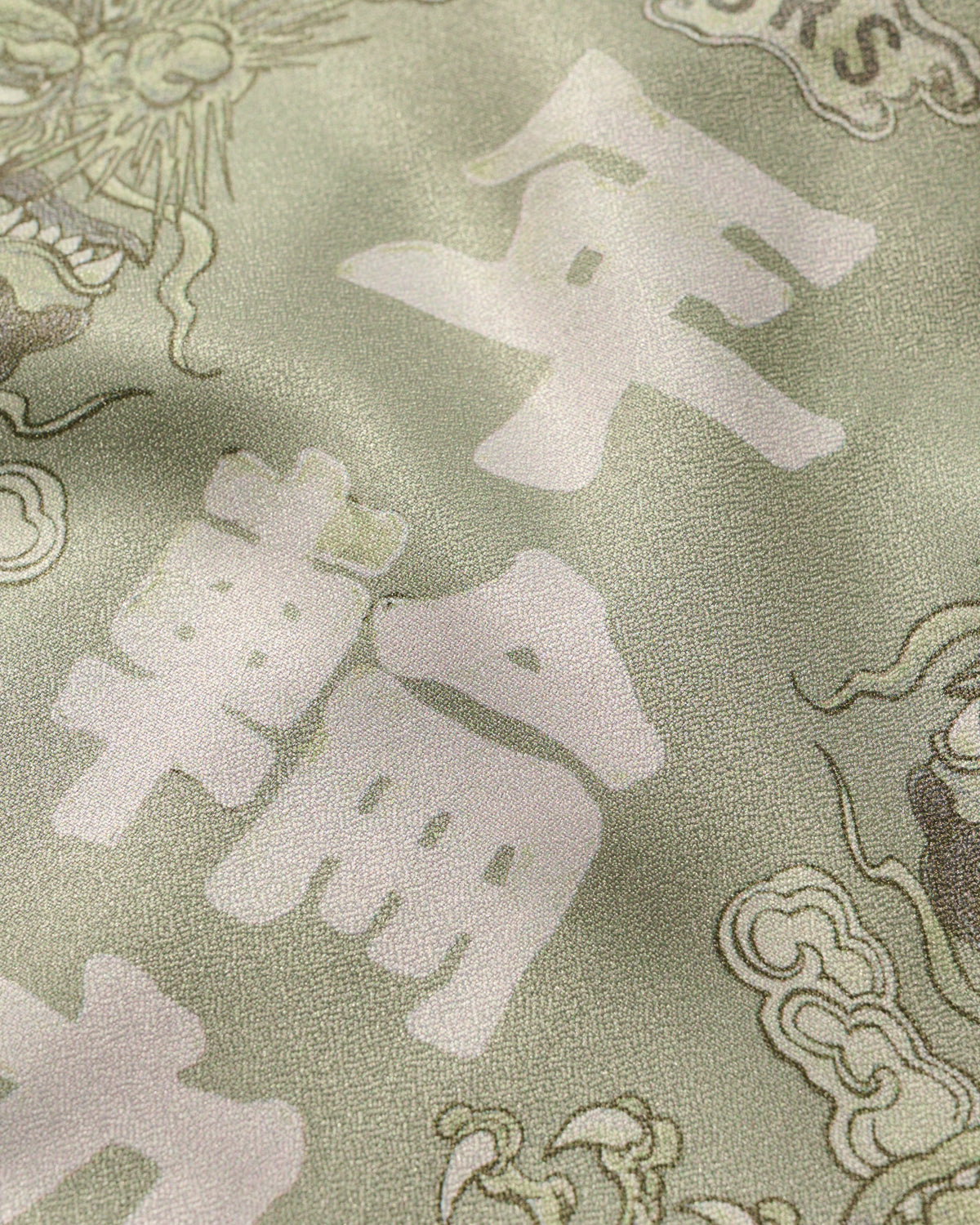 DOUBLE DRAGON OVERPRINT CREPE SHIRT / SAGE GREEN