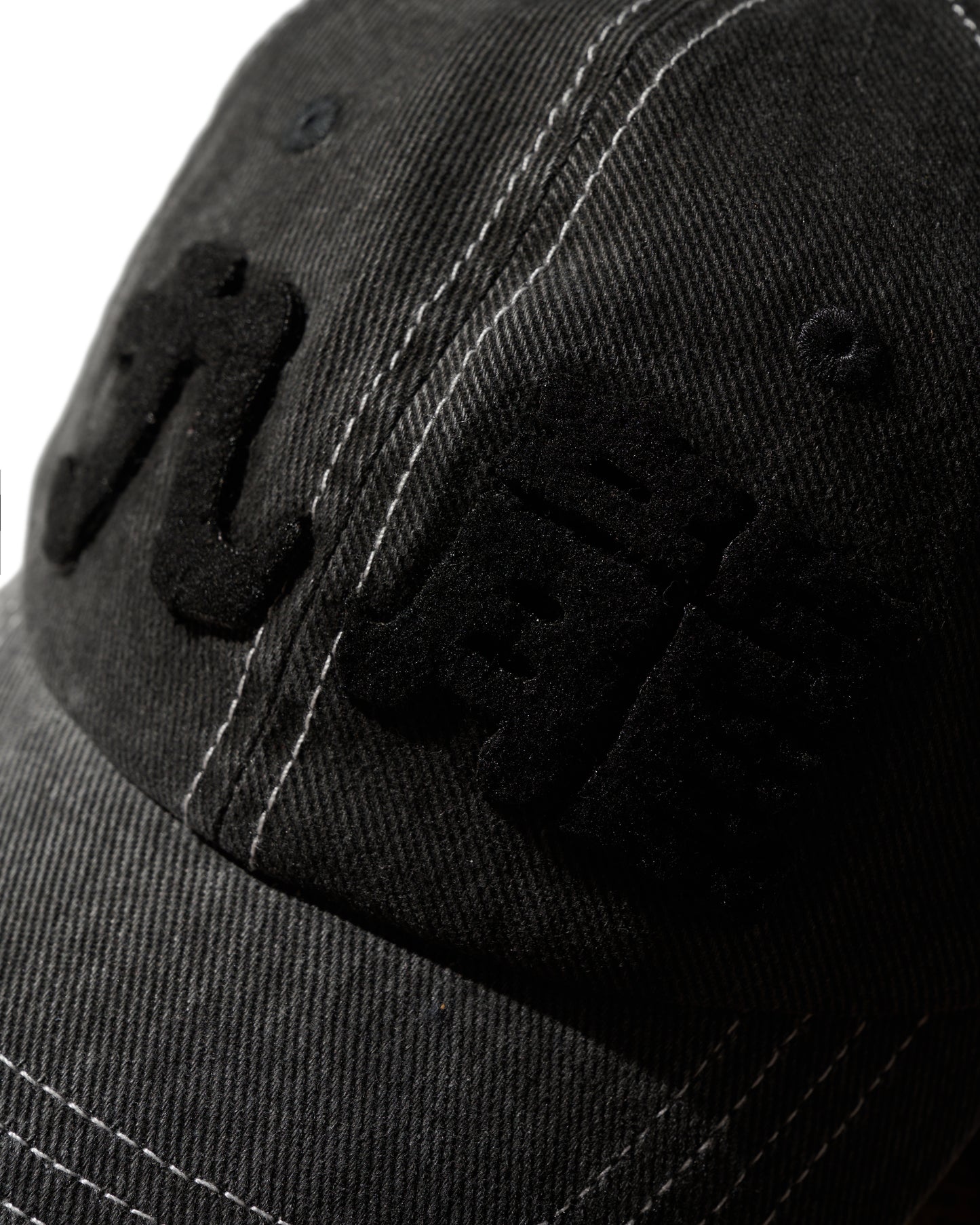 GRS FADED WASHED QUILTED KOWLOON CAP / BLACK ON WHITE