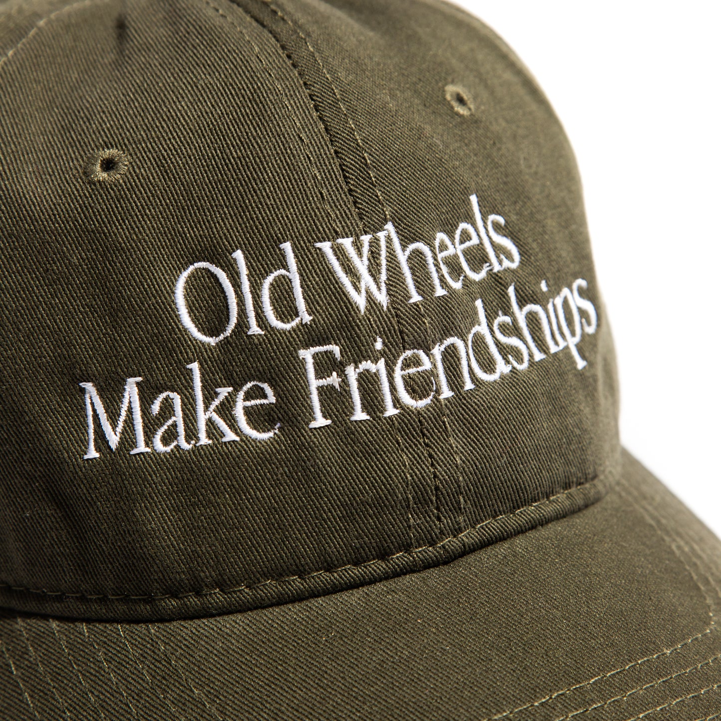 Old Wheels Make Friendship Embroidery Cap / Sage Green 