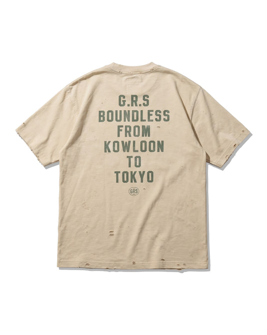 F&P FADED DISTRESSED KOWLOON "FREEDOM" TEE / VINTAGE WHITE