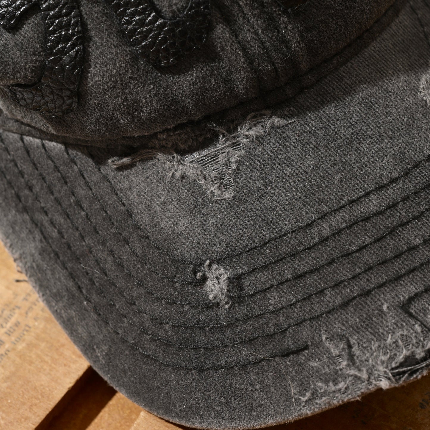 [RESTOCK PRE-ORDER] CITY OF DARKNESS FADED WASHED DISTRESSED LEATHER IN BLACK “KOWLOON” CAP