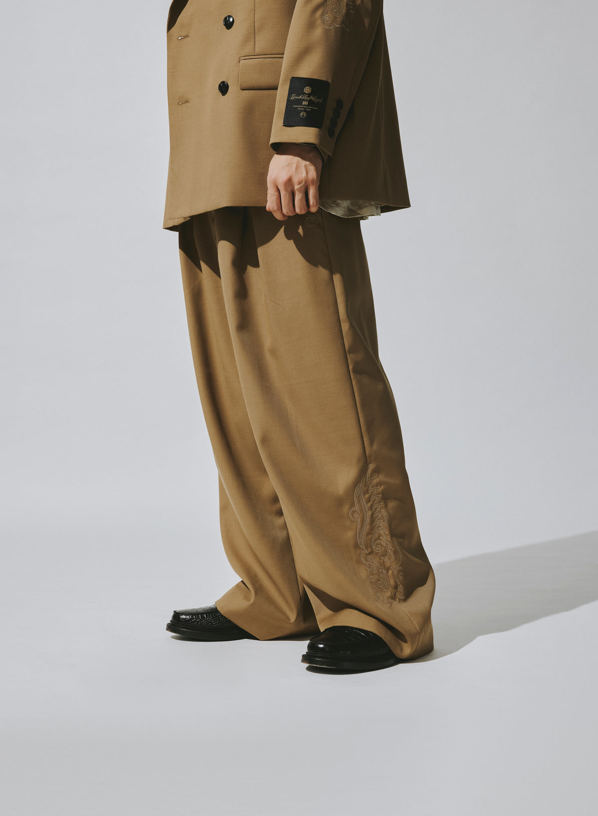WIDE TWEED TROUSERS / TAN