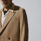 DOUBLE BREASTED TWEED BLAZER / TAN