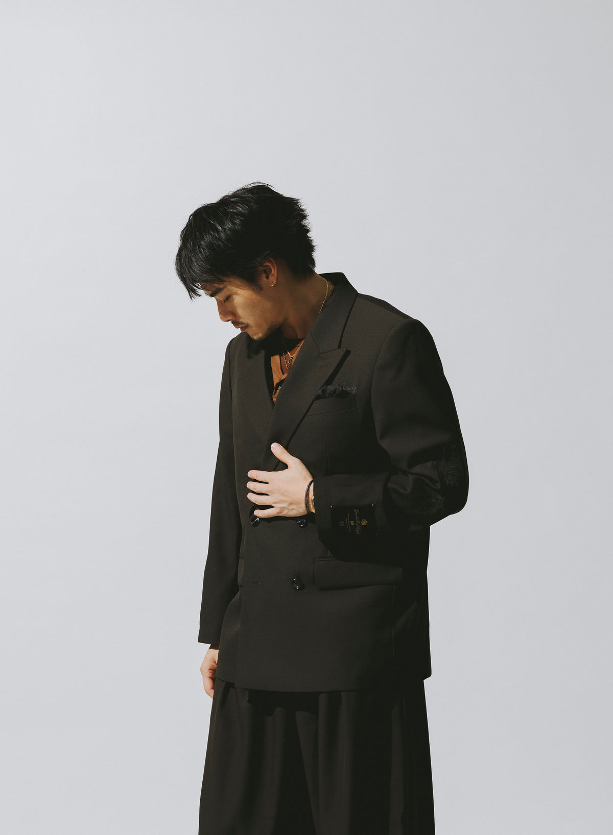 DOUBLE BREASTED TWEED BLAZER / COCOA BROWN