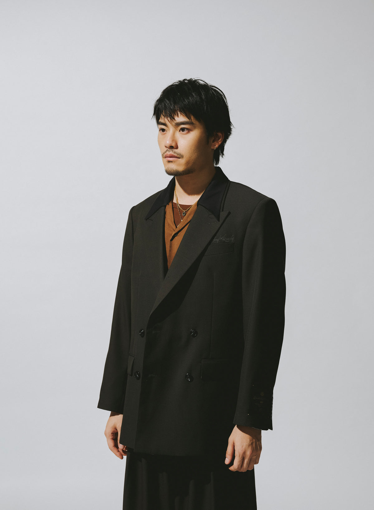 DOUBLE BREASTED TWEED BLAZER / COCOA BROWN