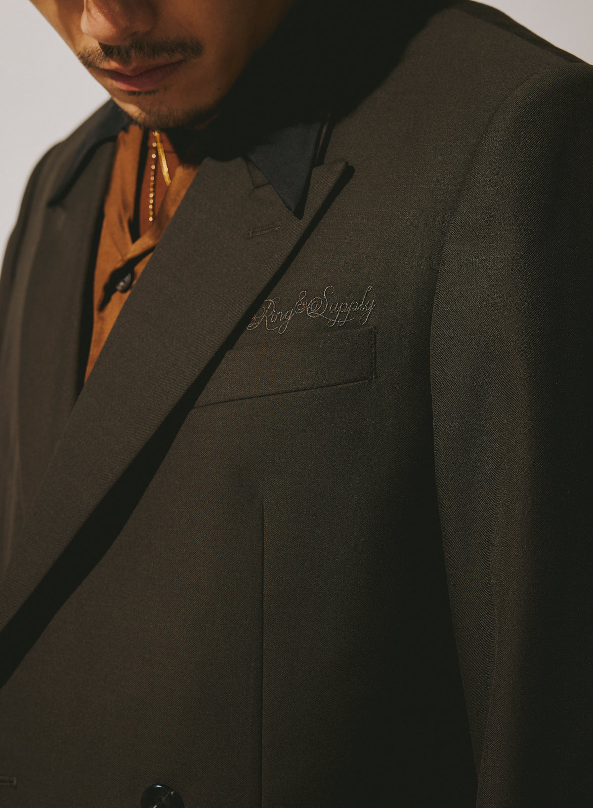 DOUBLE BREASTED TWEED BLAZER / COCOA BROWN