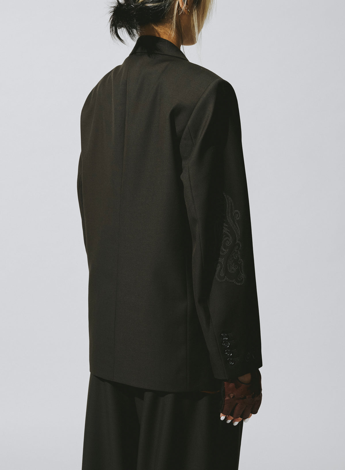 DOUBLE BREASTED TWEED BLAZER / COCOA BROWN