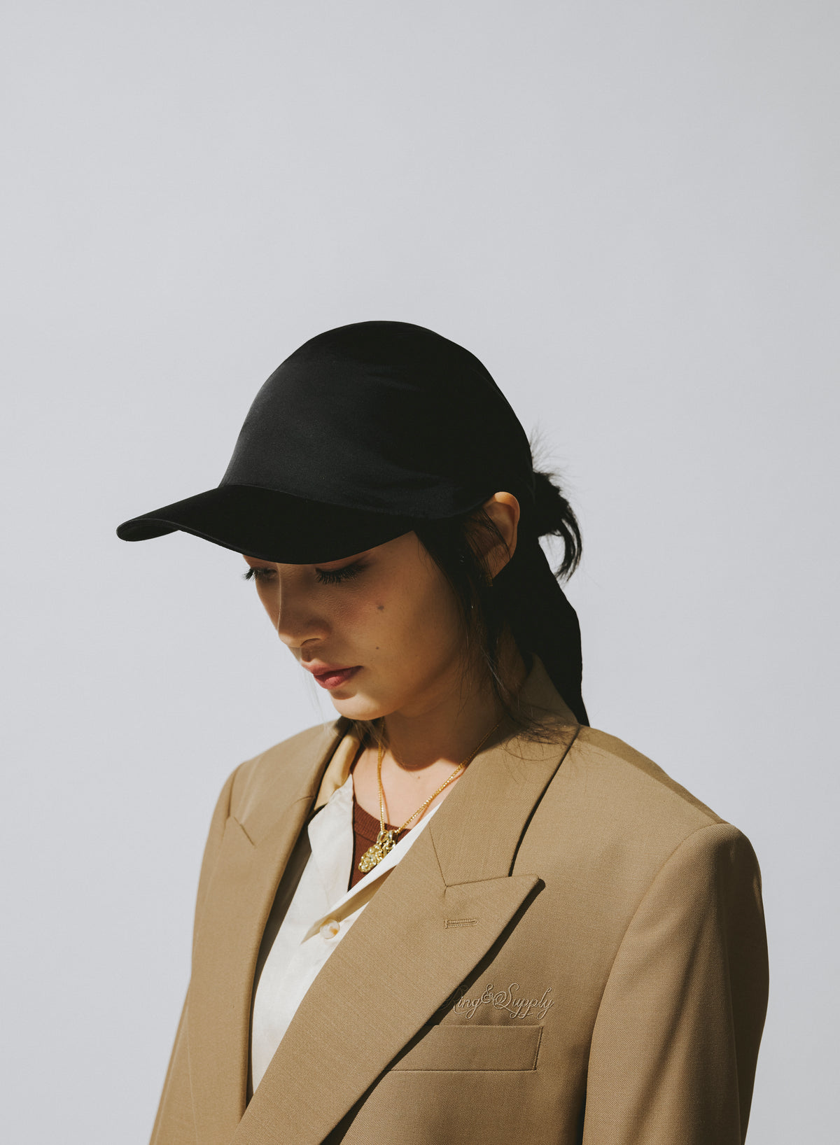 BLACK LABEL SILK BANDANA CAP / BLACK