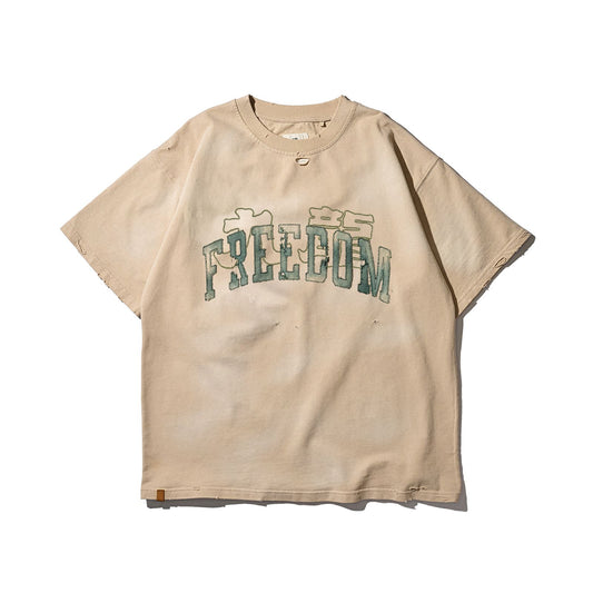 F&P SUN FADED DISTRESSED FREEDOM TEE / VINTAGE WHITE