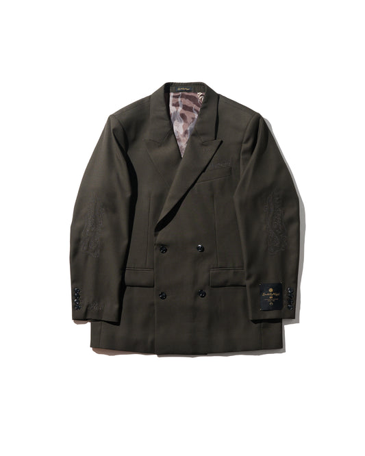 DOUBLE BREASTED TWEED BLAZER / COCOA BROWN
