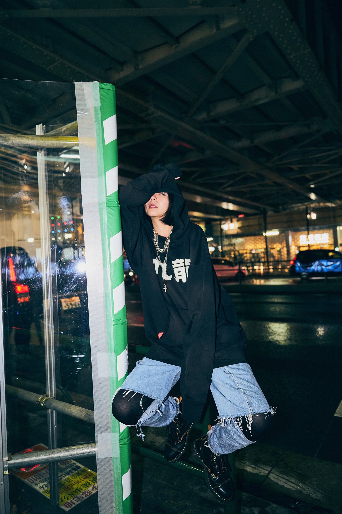 Sun Faded Kowloon Hoodie / Black