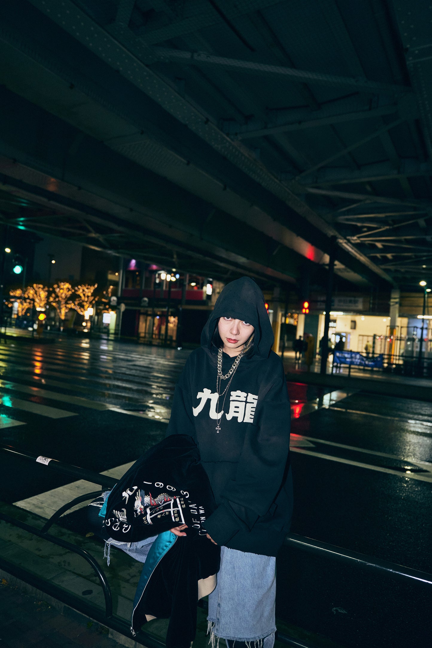 Sun Faded Kowloon Hoodie / Black