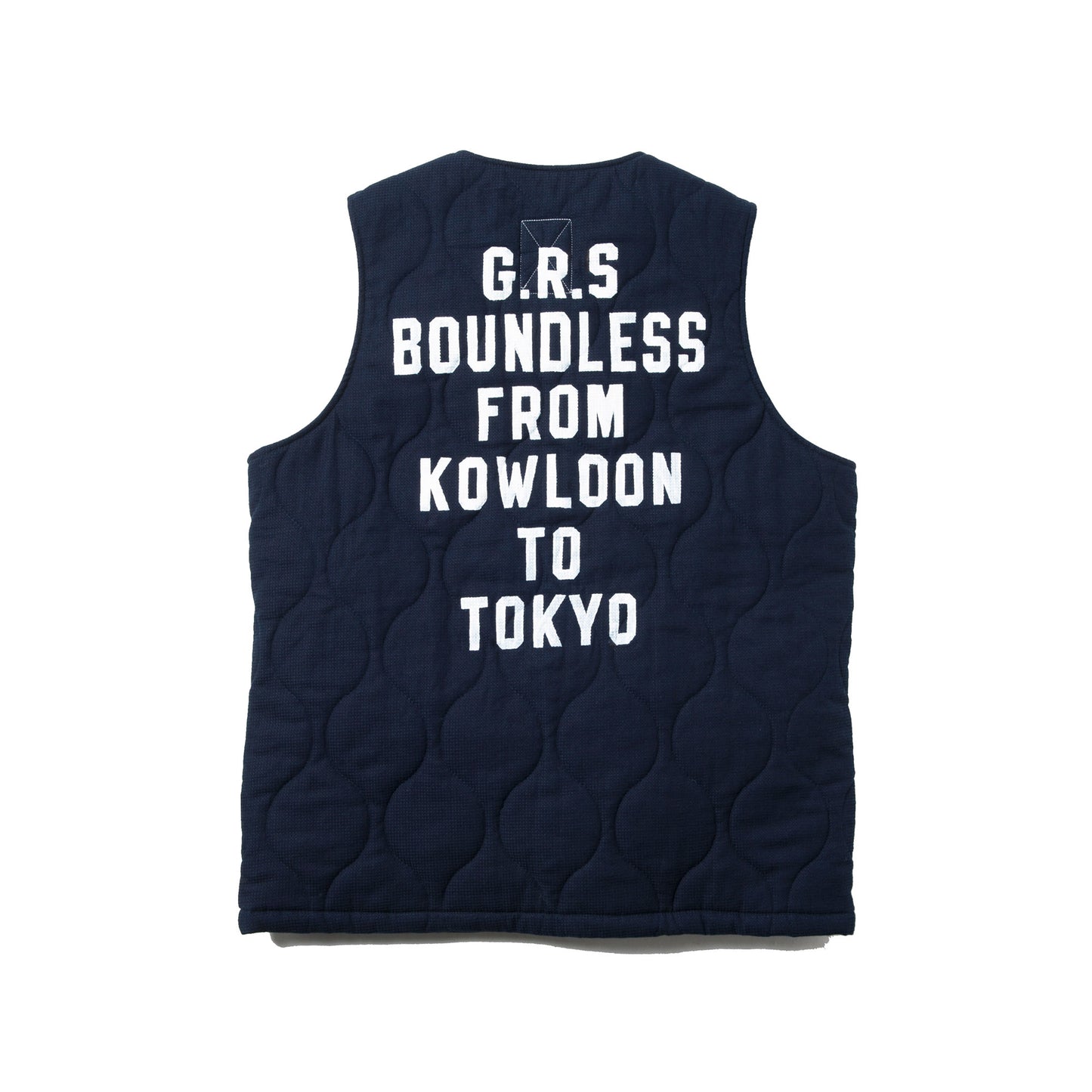 BOUNDLESS SERIES - HAND PAINTEDS SASHIKO QUILTED VEST by HK SIGN PAINTER MAN LUK